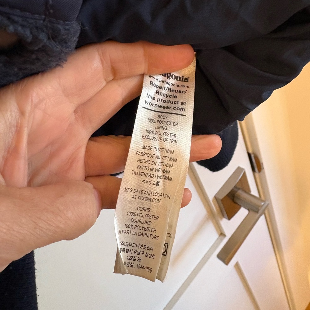 Patagonia Retro-X Snap Front Sherpa Bomber Jacket Navy Polka Dot, M - Picture 5 of 5